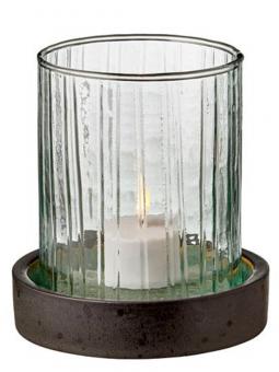 Bitz Windlicht Hurricane 11 cm mit LED-Kerze Grün 