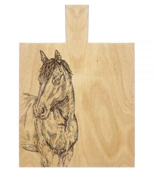 Selbrae House Servierbrett mit Griff 35x25 cm Eiche, Motiv Pferdeportrait 