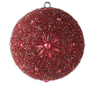 Gift Company Weihnachtskugel Opium 10 cm Blumenmuster Perlen rot 