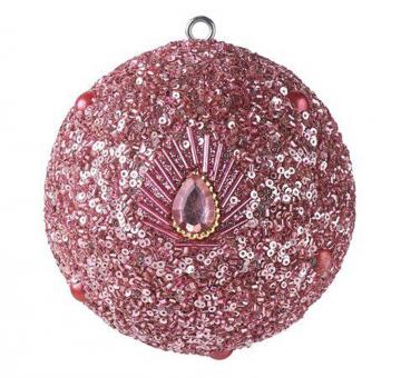 Gift Company Weihnachtskugel Opium 10 cm Pfaumuster Perlen rosa 