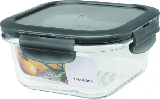 Lock & Lock Frischhaltebox Ofenglas quadratisch 750 ml Deckel grau 155x155x69 mm 