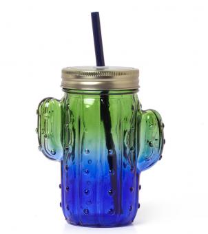 Legami Glas mit Deckel und Trinhalm Cactus 