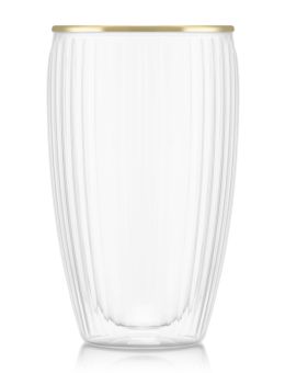 Bodum 2 Stück Glas doppelwandig 0.45l Pavina geriffelt 