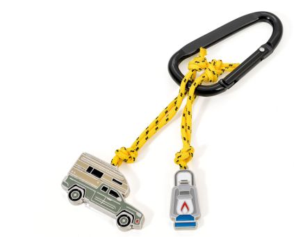 Troika Schlüsselanhänger mit Karabinerhaken Öllampe und Pick-Up mehrfarbig 
