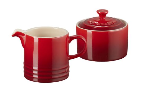 Le Creuset Zuckerdose und Milchkännchen Set Kirschrot 