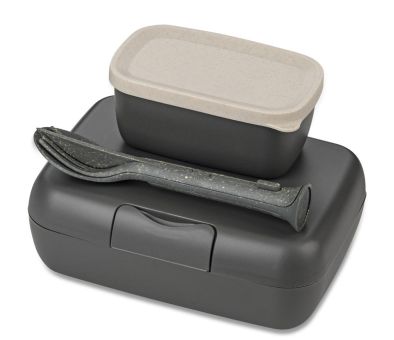 Koziol Lunchbox-Set + Besteck-Set Candy Ready nature ash grey 