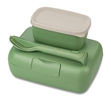 Koziol Lunchbox-Set + Besteck-Set Candy Ready nature leaf green 
