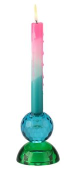 Gift Company Sari Kristallglas Kerzenhalter/Teelichthalter Kugel/Cabochon blau/grün gs 