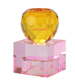 Gift Company Sari Kristallglas Kerzenhalter/Teelichthalter Kugel/Cube orange/hellrosa gs 