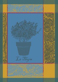 Garnier-Thiebaut Geschirrtuch Thym Bleu Aster 56x78 Cm 100% Gekämmte Baumwolle 