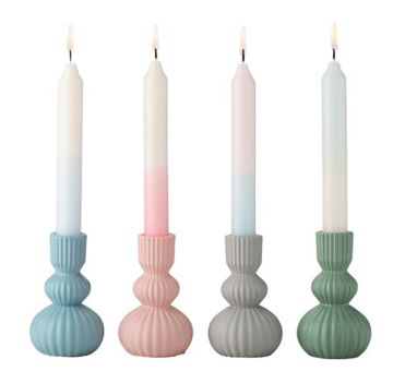 Gift Company Jacquard Kerzenhalter 4fach sortiert pastell grau/rosa/grün/blau gs 
