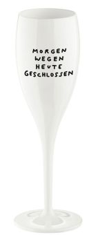 Koziol Superglas 100ml mit Druck Cheers No. 1 Morgen Wegen Heute Geschlos cotton white 