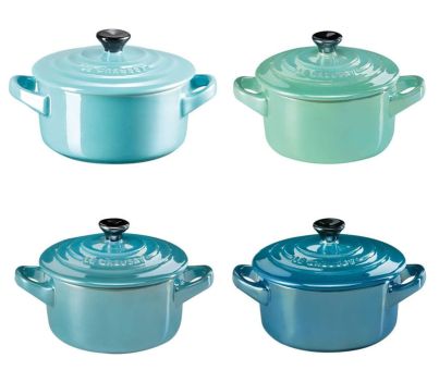 Le Creuset Mini Cocotte 4er Set Metallics Blau Grau 