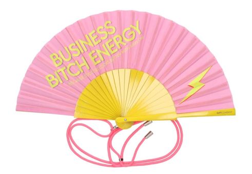 Gift Company Fififan Fächer 23cm Motiv: Business Bitch gelb/rosa 