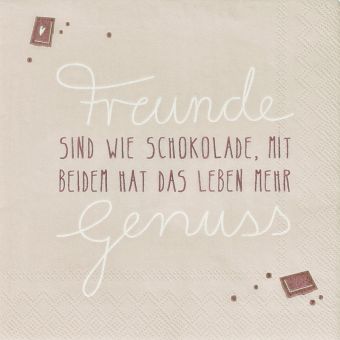 Räder Cocktailserviette 25x25cm Freunde sind wie Schokolade 