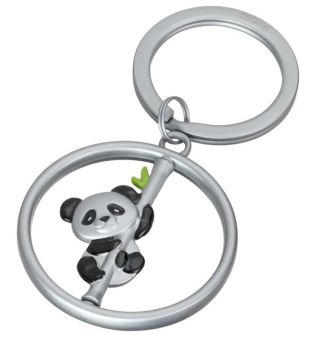Troika Schlüsselanhänger Pandabär an Bambusstab matt silberfarben 
