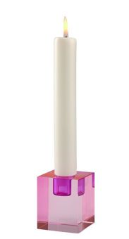 Gift Company Dioptrics Kristallglas-Kerzenhalter H6 cm blockartiges Design pink/lila gs 