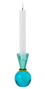 Gift Company Sari Kristallglas Kerzenhalter H13 5 cm Kugel/Konus grün/blau gs 