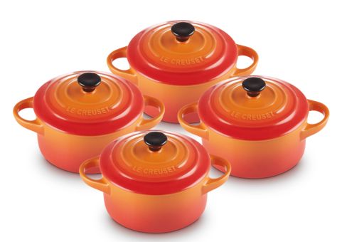 Le Creuset Mini-Cocotte 4er Set Ofenrot 