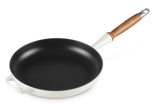 Le Creuset Bratpfanne Rund Mit Holzgriff 26 Cm Meringue Gusseisen Signature 