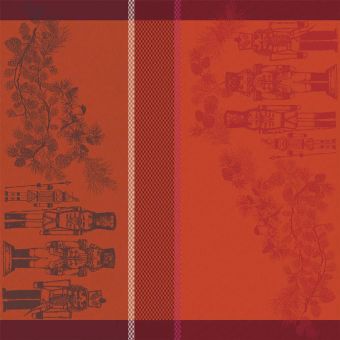 Garnier-Thiebaut Serviette Casses Noisettes Rouge Festif 54x54 Cm 100% Gekämmte Baumwolle 