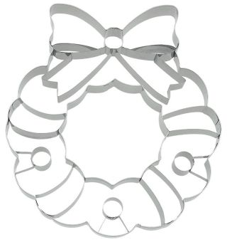 Birkmann XXL Ausstechform Weihnachtskranz Edelstahl mit Innenprägung 18 cm 