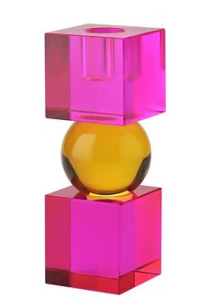 Gift Company Sari Kristallglas Kerzenhalter Kugel 2 Cubes pink/orange gs 