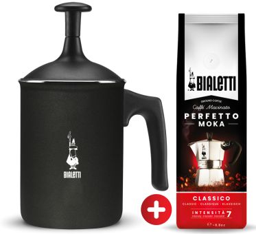 Bialetti Milchaufschäumer Tutto Crema 6 Tassen inkl. Perfetto Moka Classico 100 g 