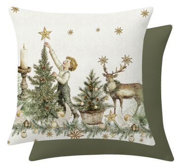 Garnier-Thiebaut Kissenbezug Noel Vintage Dore 40x40 Cm 50% Leinen / 50% Baumwolle 