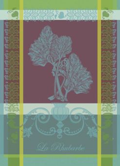 Garnier-Thiebaut Geschirrtuch La Rhubarbe Turquoise 56x78 Cm 100% Gekämmte Baumwolle 