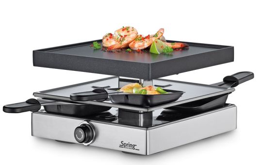 Spring Raclette Silber mit Alugrillplatte Eu Raclette4 Classic 