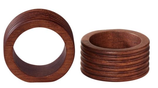 ASA Selection 2er Set Serviettenringe Rund Gerillt Wood L 5,3 cm B 5,3 cm H 2,5 cm 