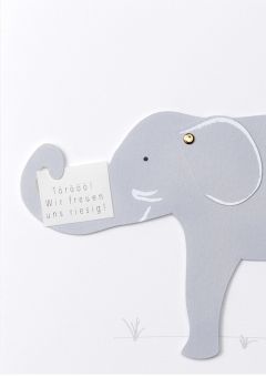 Räder Tierische Babykarte Elefant Wir freuen uns riesig! 