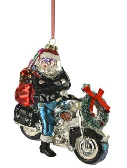 Gift Company Hänger Santa auf Bike schwarz/silber 