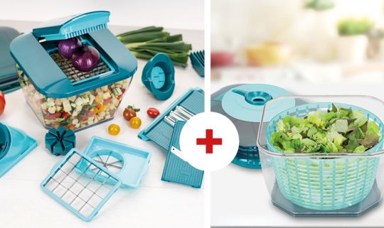 Genius Nicer Dicer 26-tlg. Chef Professional + Salatschleuder Chef Professional 