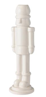 Gift Company Schiaccianoci Kerzenhalter Nussknacker H 24,8 cm weiß 