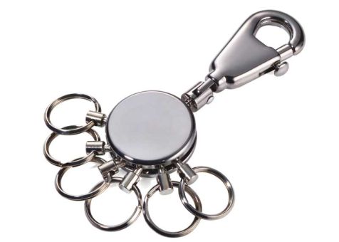 Troika Schlüsselanhänger rund inkl. Karabinerhaken black chrome 