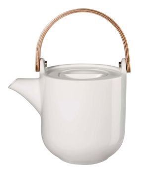 ASA Selection Coppa Teekanne mit Holzgriff Weiß L 14,5 cm B 10,7 cm H 12 cm 