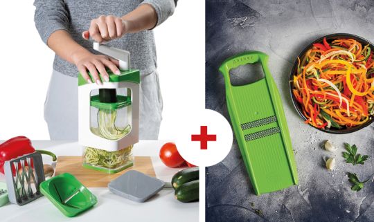 Genius Nicer Dicer 13-tlg. Juliettie lime-grün + Börner Reibe Roko PowerLine Grün 