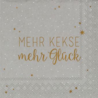 Räder Cocktailservietten 25x25 cm Mehr Kekse Mehr Glück (20 Stk.) 