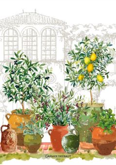 Garnier-Thiebaut Geschirrtuch Jardin Provencal Olive 50x70 Cm 50% Leinen/50% 