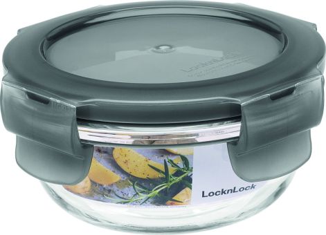 Lock & Lock Frischhaltebox Ofenglas rund 130 ml Deckel grau Ø 100x50 mm 