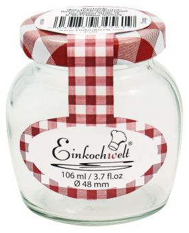 Einkochwelt Glas oval mit Schraubdeckel 106 ml TO48 
