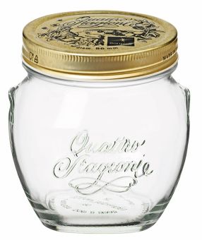 Einkochwelt Glas 500 ml Quattro Stagioni Amphora mit 86 mm Schraubdeckeln gold 