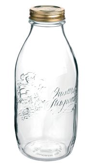 Einkochwelt Flasche 1000 ml Quattro Stagioni mit 56 mm Schraubdeckel gold 