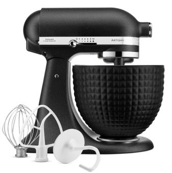KitchenAid Artisan Küchenmaschine 4.8L Monochrome Gusseisen Schwarz mit Keramikschüssel 