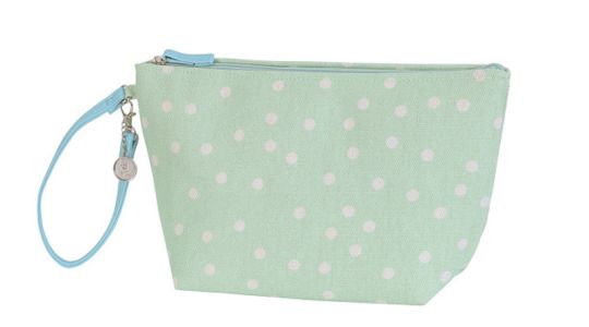 Handed By Pouch Carry S Canvas matcha green with white dots 