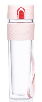 Bodum Wasserflasche 0,45 L Tritan doppelwandig Bistro strawberry 