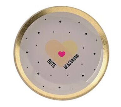 Gift Company Love Plates Glasteller S Gute Besserung rund rosa 