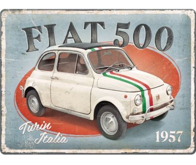 Nostalgic Art Blechschild 30 x 40 cm Fiat 500 Turin Italia 